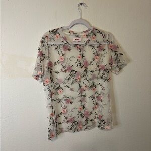 BONGO Sheer Floral Top - Pink and Black